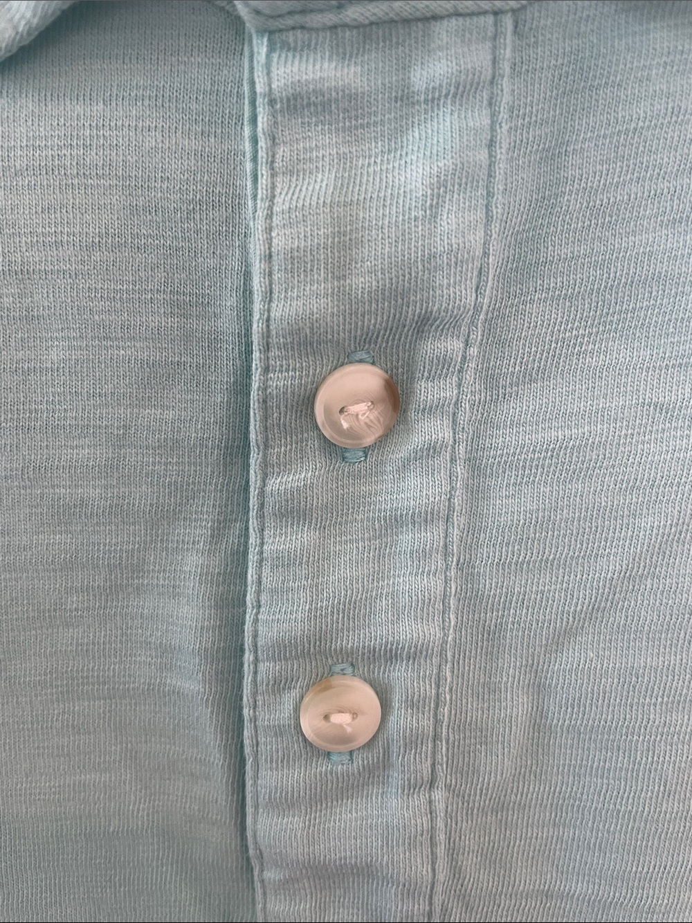 Even Tide Cotton Premium Men's Polo in Light Aqua. Extra button. EUC - Picture 4 of 7